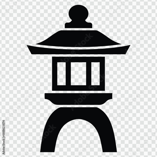 Traditional japanese lantern silhouette flat design vector illustration