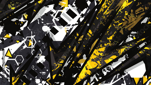 Abstract Yellow Black Racing Livery Geometric Vector Background for Car Wrap and Apparel Design