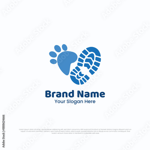 Modern footprint logo design combining human footprint and shoe sole shape