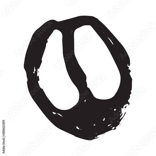 Hand drawn fresh roasted coffee bean Arabica robusta seed doodle Single element for print, web, design, decor