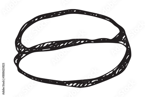 Hand drawn fresh roasted coffee bean Arabica robusta seed doodle Single element for print, web, design, decor