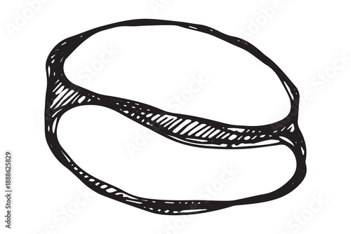 Hand drawn fresh roasted coffee bean Arabica robusta seed doodle Single element for print, web, design, decor