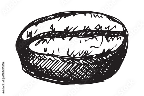 Hand drawn fresh roasted coffee bean Arabica robusta seed doodle Single element for print, web, design, decor