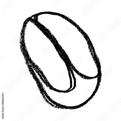 Hand drawn fresh roasted coffee bean Arabica robusta seed doodle Single element for print, web, design, decor