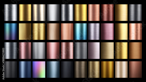 Grid of Metallic Textures in Various Colors and Finishes