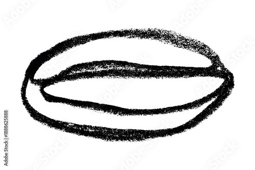 Hand drawn fresh roasted coffee bean Arabica robusta seed doodle Single element for print, web, design, decor