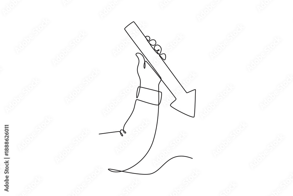 Obraz premium Business problems, profit decrease, lost money. Profit and lost investment concept. Single line draw design. Vector graphic illustration
