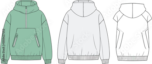 Women blazer fashion technical flat sketch, tailored jacket sewing pattern vector, formal clothing design template, stylish apparel illustration, garment outline drawing