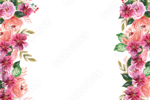 Wallpaper Mural Flower watercolor frame for wedding, birthday, card, background, invitation, wallpaper, sticker, decoration etc.
 Torontodigital.ca