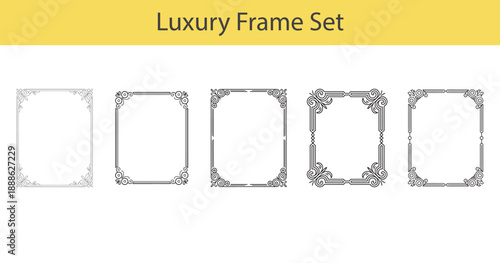 Luxury Vintage Frame Set with Ornate Golden Filigree and Elegant Minimalist Borders