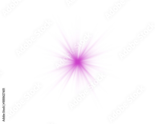 Pink sunlight lens flare, sun flash with rays and spotlight. Burst explosion on a white background. Vector illustration.