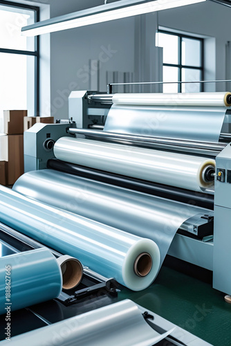 Eco-Industrial Aesthetics: Sustainable Illustrations of Factories and Recycled Plastic Rolls
