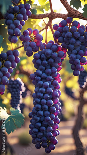 illustration of grapes in golden light