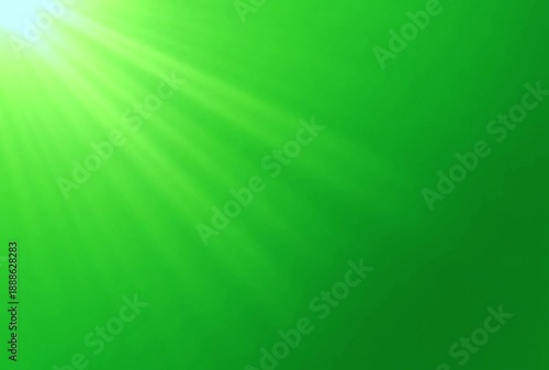 Top left side sun rays on green screen. 4K beautiful white spotlight effects moving on top left. Flash lights, bright light lens flare effect