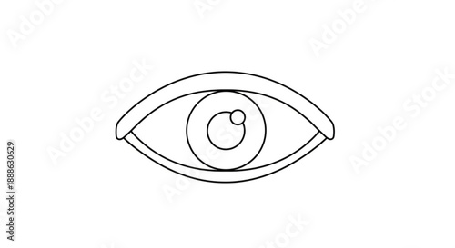Simple line illustration of a human eye from a frontal viewpoint showcasing the details of the iris and pupil
