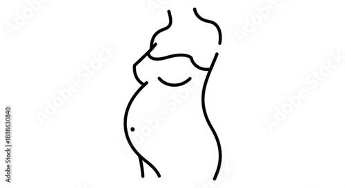 Simple illustration of a pregnant woman's profile with elegant lines and minimalist style