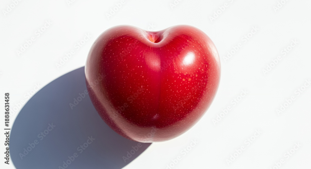 Fototapeta premium Shiny red heart-shaped object on a bright background