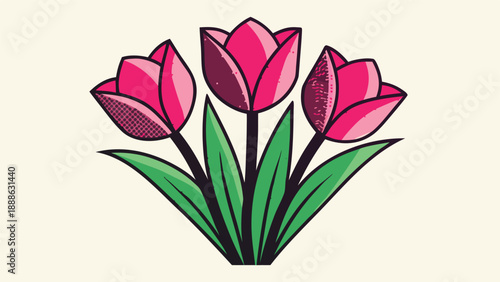 A bouquet of pink tulips arranged on a clean white background, showcasing their vibrant color and delicate petals..eps