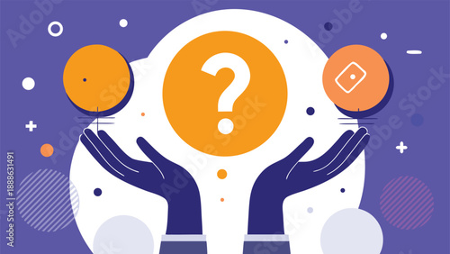 Two hands elevated, each grasping a question mark, illustrating the theme of questioning and exploration..eps