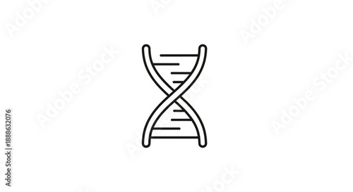 Simple line illustration of DNA double helix structure on a plain white background from a straightforward viewpoint