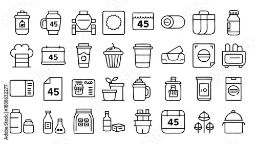 icons depicting different plastic products, illustrating their diverse forms and uses..eps