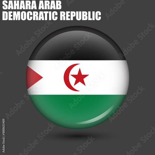 Free Download The national flag of the Sahrawi Arab Democratic Republic is round.Vector.Round 3d flag icon with high detail.Spherical illustration of the flag. - GFXLoad