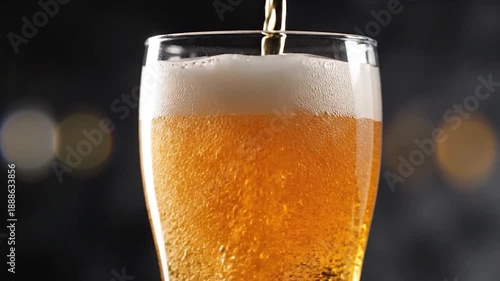 Wallpaper Mural Amber liquid with frothy head being poured into a clear glass Torontodigital.ca