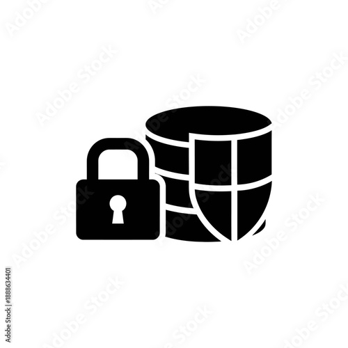 Secure server protection with lock and shield icon