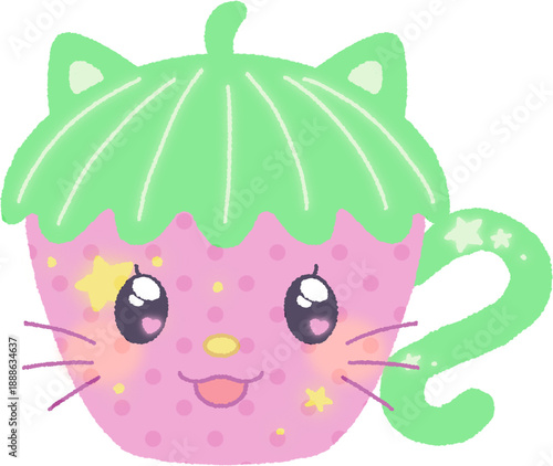 A kitty strawberry cup
