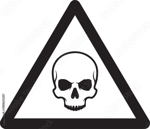 Cautionary Triangular Sign Featuring a Skull and Crossbones Symbol Indicating Danger or Poisonous Content