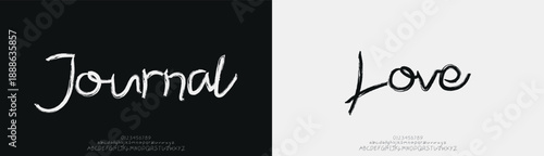 Journal Love, Beauty Luxury Script font alphabet logo. Typography beautiful fashion elegant classic letters serif italic fonts decorative wedding vintage retro logos. vector illustration
