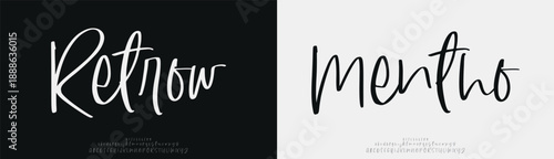 Retrow Mentho, Script Font, aesthetic, Uppercase Lowercase and Number. wedding font, Classic Lettering Minimal Fashion Designs. Typography modern serif fonts regular decorative vintage concept. vector