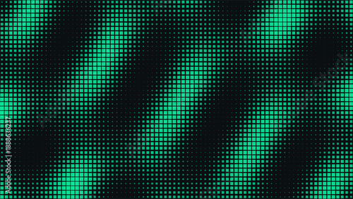 Abstract Rich Emerald and Charcoal Wave Interference Halftone Geometric Vector Background