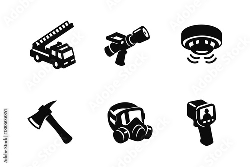 Firefighter Equipment Icons