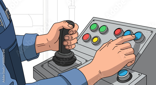 Industrial Worker Hands Operating Machinery