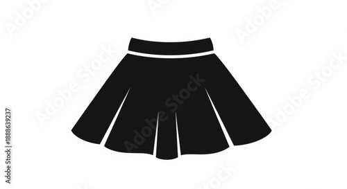 A black pleated skirt illustration on a plain background viewed from the front