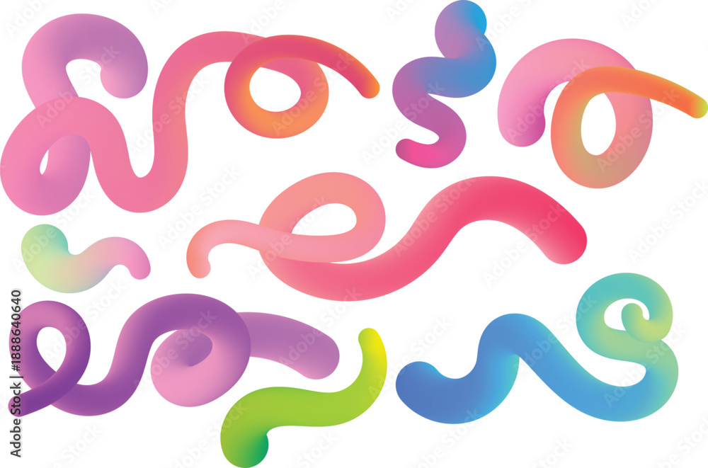 Obraz premium Abstract 3d fluid shapes with vibrant gradient colors on white background
