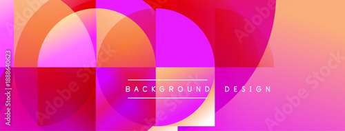 Abstract vibrant circles overlap creating colorful gradients. Pink, orange, purple hues dominate design. Modern aesthetic.