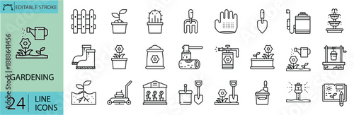 Gardening Icon Vector, Plant Care and Horticulture, Garden Tools and Landscaping Symbol