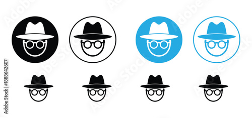 Incognito Mode Icon Set - Vector Collection of Private Browsing, Spy, and Anonymity Symbols in Line and Solid Styles

