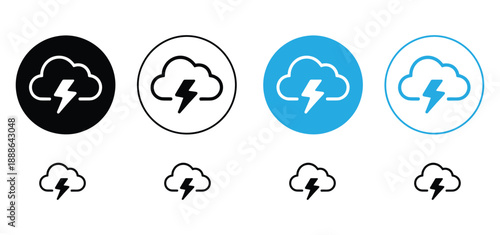 Cloud Lightning Icon Set. Storm, Thunder and Weather Symbol Vector Collection.simple abstract  bolt lightning icon set,Cloud. Cloud icon in flat style isolated on a white background