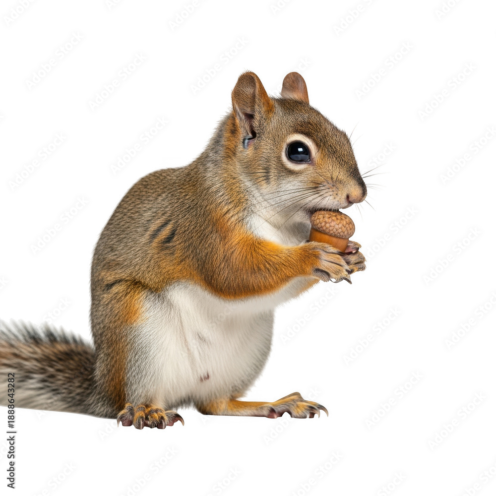 Fototapeta premium Squirrel eating nut isolated on transparent background