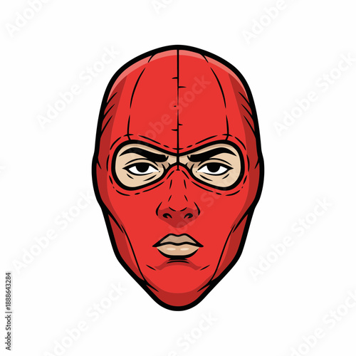 Red luchador mask with intense expression