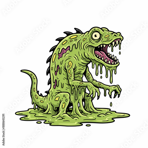 Scary green monster illustration for Halloween