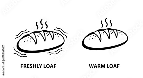 Icons of freshly baked and warm loaves of bread, symbolizing bakery, food, and comfort.