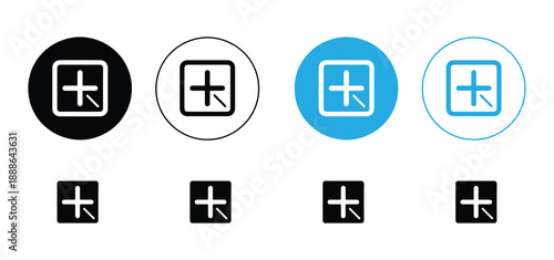 Add Plus Icon Set. Create, New and Positive Symbol Vector Collection.Plus icon logo design. Add plus sign and symbol,