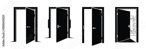 Set of open door icons representing opportunities and new beginnings in business