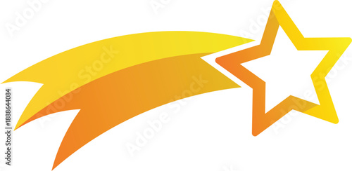 Yellow and orange shooting star with white star outline