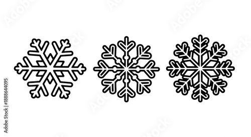 Intricate snowflake icons: delicate and unique winter ice crystals