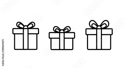 Simple outline icons of gift boxes with bows, symbolizing presents and celebrations.